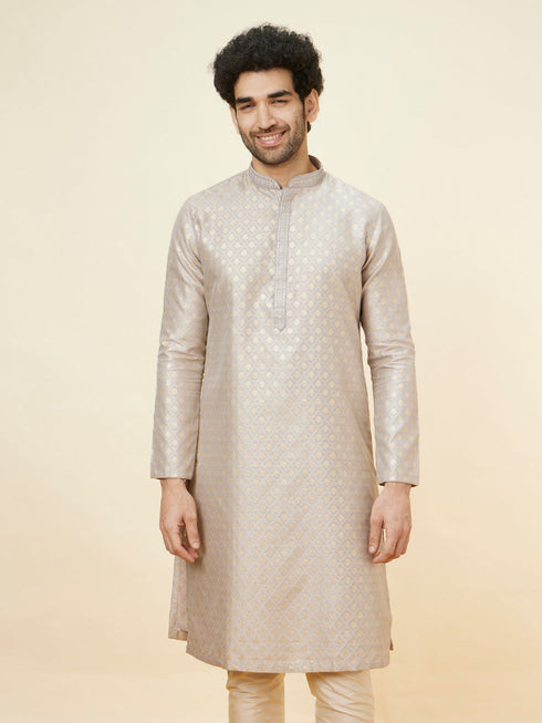 Manyavar Light Lilac Buta Motif Kurta Set