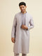Manyavar Lilac Stripped Kurta Set with Sequins Work