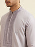 Manyavar Lilac Stripped Kurta Set with Sequins Work