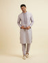 Manyavar Lilac Stripped Kurta Set with Sequins Work