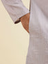 Manyavar Lilac Stripped Kurta Set with Sequins Work