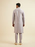 Manyavar Lilac Stripped Kurta Set with Sequins Work
