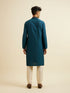 Manyavar Teal Blue Striped Kurta Set
