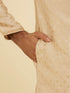 Manyavar Golden Beige Buta Patterned Kurta Set