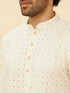 Manyavar Soft White Floral Sequin Embroidered Kurta Set