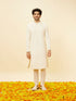 Manyavar Soft White Floral Sequin Embroidered Kurta Set