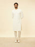 Manyavar Soft White Chikankari Embroidered Sequined Kurta Set
