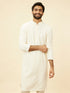 Manyavar Soft White Chikankari Embroidered Sequined Kurta Set
