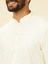 Manyavar Soft White Chikankari Embroidered Sequined Kurta Set