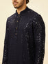 Manyavar Royal Blue Chikankari Embroidered Sequinned Kurta Set