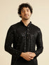 Manyavar Ebony Black Chikankari Embroidered Sequinned Kurta Set