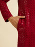 Manyavar Rust Red Chikankari Embroidered Sequinned Kurta Set