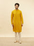 Manyavar Bright Mustard Chikankari Sequinned Kurta Set