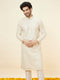 Manyavar Buttercream Ditsy Floral Chikankari Kurta Set