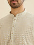 Manyavar Pista Green Chikankari Kurta Set with Sequin Work