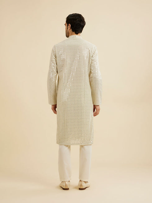 Manyavar Pista Green Chikankari Kurta Set with Sequin Work