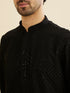 Manyavar Midnight Black Embroidered Kurta Set With Sequin Work