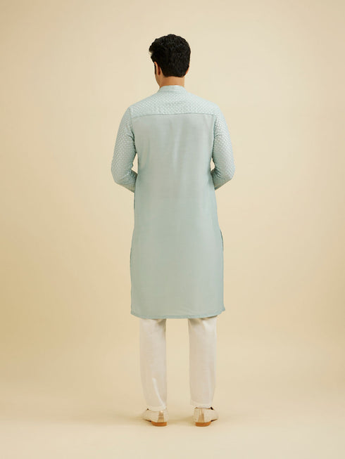 Manyavar Ice Blue Embroidered Kurta Set With Sequin Work