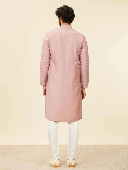 Manyavar Dusty Pink Self Patterned Kurta Set