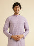 Manyavar Soft Purple Lattice Patterned Chikankari Inspired Kurta Set