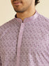 Manyavar Soft Purple Lattice Patterned Chikankari Inspired Kurta Set