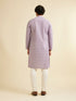 Manyavar Soft Purple Lattice Patterned Chikankari Inspired Kurta Set