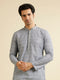 Manyavar Dark Grey Lattice Patterned Chikankari Inspired Kurta Set