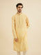 Manyavar Daffodil Yellow Lattice Patterned Chikankari Inspired Kurta Set