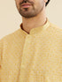 Manyavar Daffodil Yellow Lattice Patterned Chikankari Inspired Kurta Set