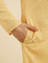 Manyavar Daffodil Yellow Lattice Patterned Chikankari Inspired Kurta Set