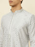 Manyavar Glacier Grey Sequined Patterned Kurta Set