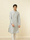 Manyavar Glacier Grey Sequined Patterned Kurta Set