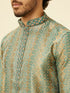 Manyavar Tropical Blue Diamond Patterned Kurta Set