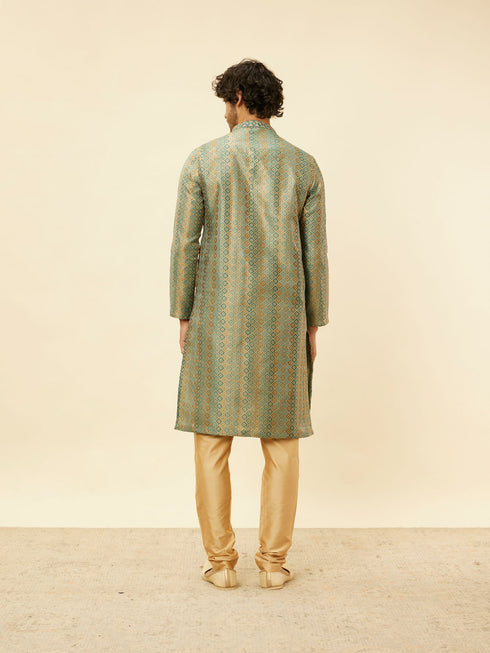Manyavar Tropical Blue Diamond Patterned Kurta Set