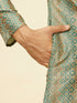 Manyavar Tropical Blue Diamond Patterned Kurta Set