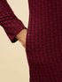 Manyavar Deep Maroon Chikankari Embroidered Sequinned Kurta Set