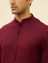 Manyavar Deep Maroon Chikankari Embroidered Sequinned Kurta Set