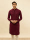 Manyavar Deep Maroon Chikankari Embroidered Sequinned Kurta Set