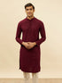 Manyavar Deep Maroon Chikankari Embroidered Sequinned Kurta Set