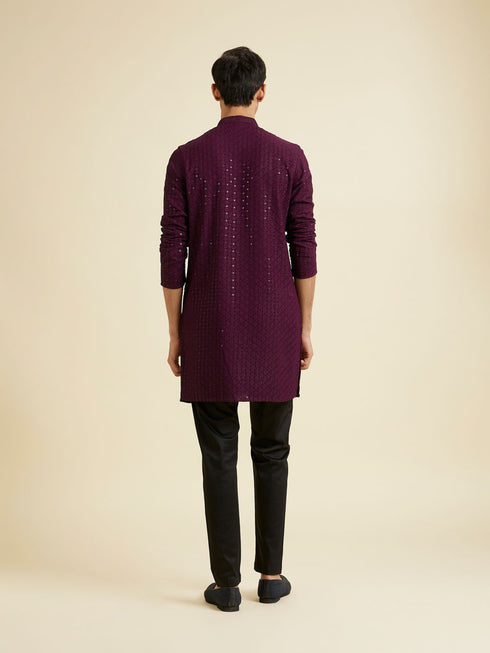 Manyavar Festive Purple Viscose Kurta Pajama