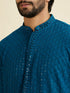 Manyavar Elegant Teal Blue Kurta Pyjama