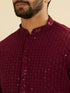 Manyavar Maroon Red Chikankari Sequinned Kurta Set
