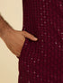 Manyavar Maroon Red Chikankari Sequinned Kurta Set