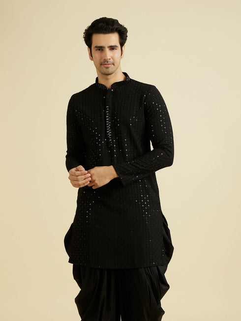 Manyavar Elegant Black Viscose Kurta Patiala
