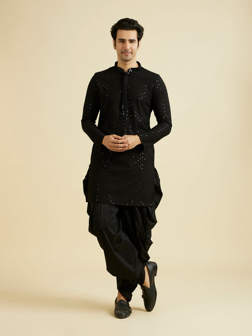 Manyavar Elegant Black Viscose Kurta Patiala