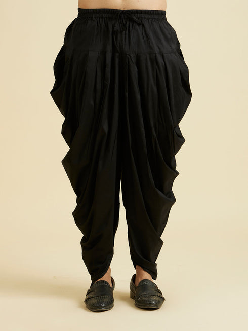 Manyavar Elegant Black Viscose Kurta Patiala