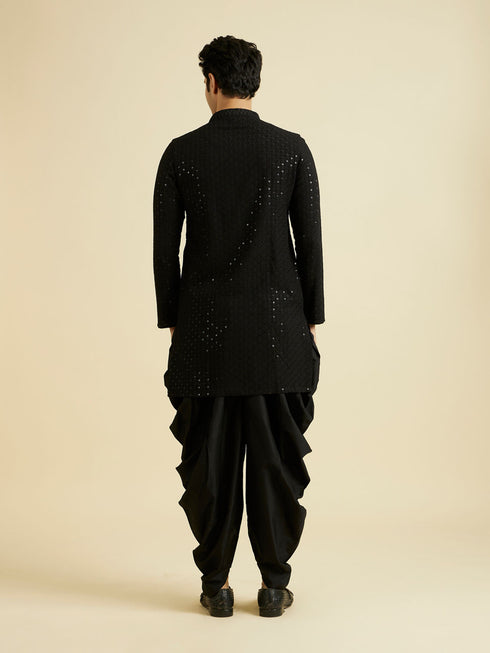 Manyavar Elegant Black Viscose Kurta Patiala