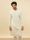 Manyavar Soft Cream Chikankari Sequinned Kurta Set