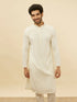 Manyavar Soft Cream Chikankari Sequinned Kurta Set
