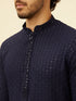 Manyavar Navy Blue Chikankari Sequinned Kurta Set